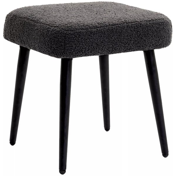 Firkantet Puf Fodskammel i Mørkegrå Polyester og Stålben - Elegant og Komfortabel Firkantet Puf Fodskammel i Mørkegrå Polyester og Stålben - Elegant og Komfortabel