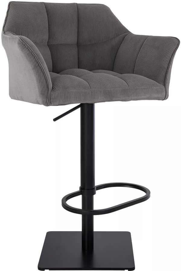 Damaso Barstol - Taupe Cord Sæde med Rustfrit Stål Ramme, Justerbar Højde, 240 kg Kapacitet