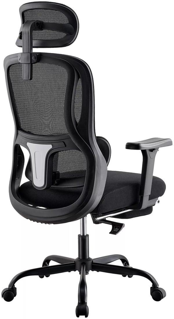Mankato Työtuoli, Ergonominen, Säädettävä niskatuki ja alaselkätuki, Musta Kangas, Metallirunko