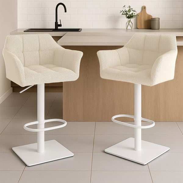 Damaso W Cream Cord Barstol med rustfri stålramme