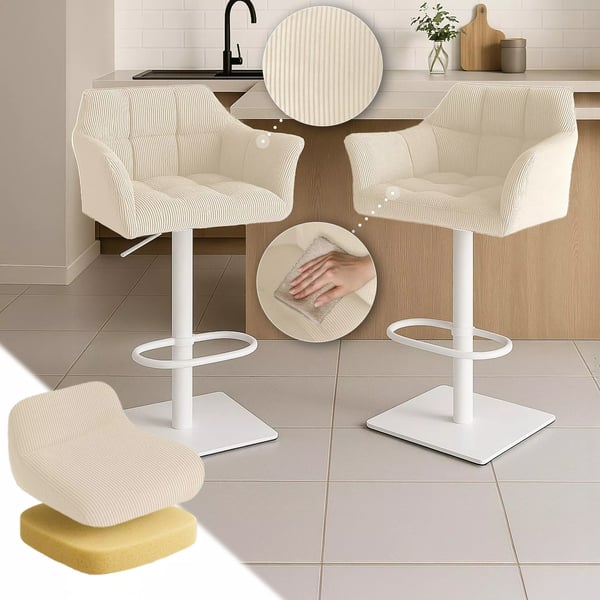 Damaso W Cream Cord Barstol med rustfri stålramme