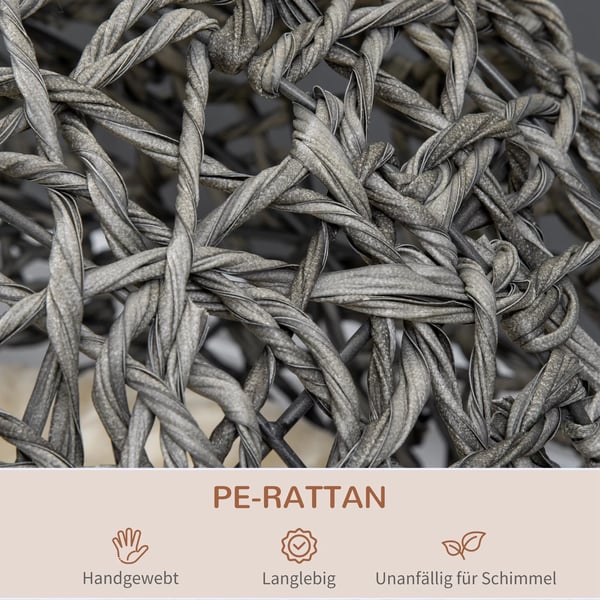 PawHut Kattehule i PE-Rattan & Metal - Slvgr Pude & Hvede Fdder, 52x58cm