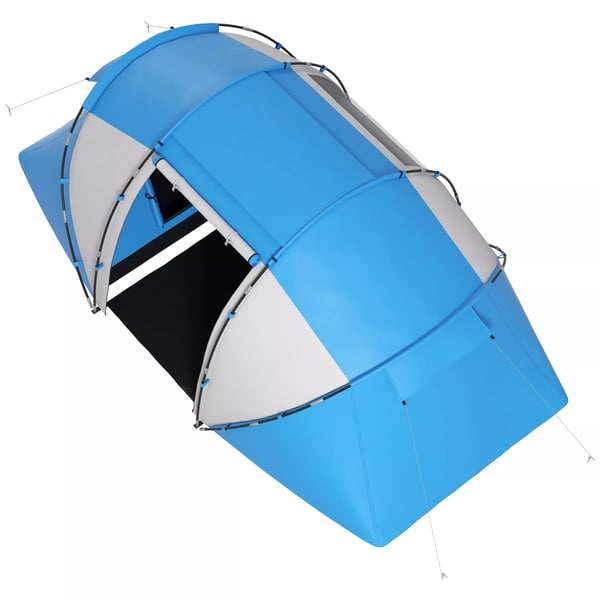 Outsunny Campingtelt til 4-6 personer, blåt tunnel telt med 2 sovekabiner, taft/glasfiber, L430 x B240 x H170cm