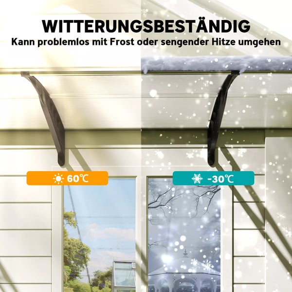 Outsunny dørbaldakin til hoveddør 90 x 295 cm, buet dørbaldakin med UV-beskyttelse, hoveddørsudhæng solbeskyttelse i polykarbonat regnbeskyttelse