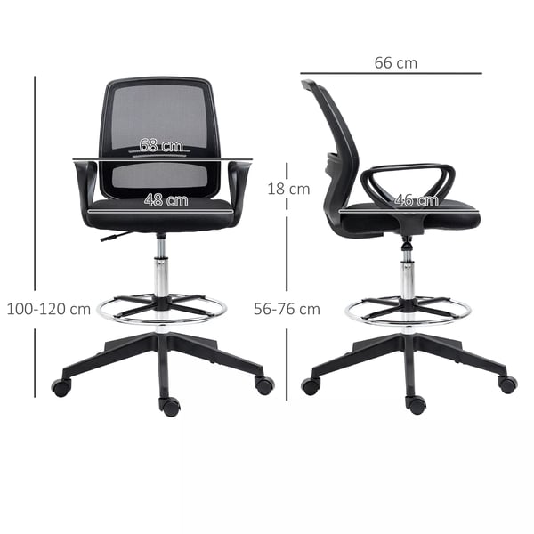Vinsetto ergonominen mesh-kangas ty&ouml;tuoli, s&auml;&auml;dett&auml;v&auml;, musta