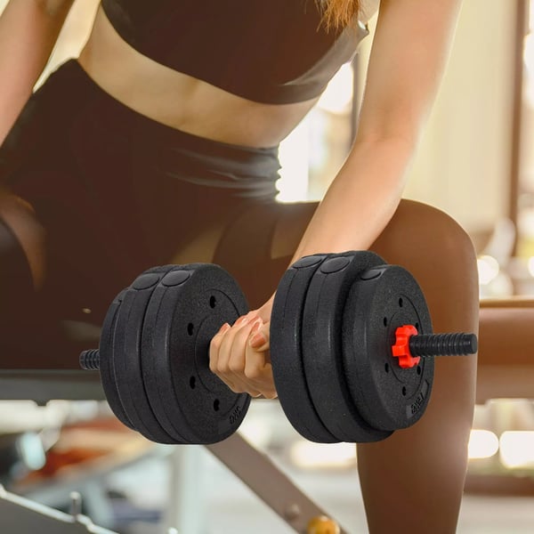 HOMCOM Justerbart Vægtstangsæt 25 kg med Håndvægte og Vægtstang Funktion til Styrketræning derhjemme