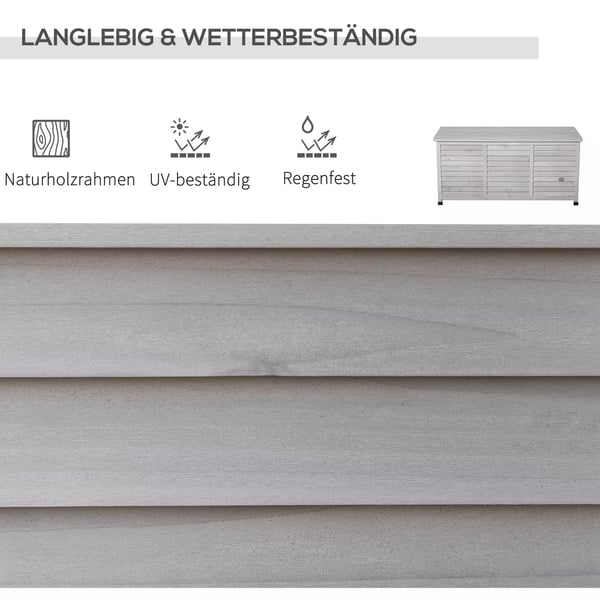 Outsunny Havekasse i grantræ med opbevaring, grå, 127x56x60 cm