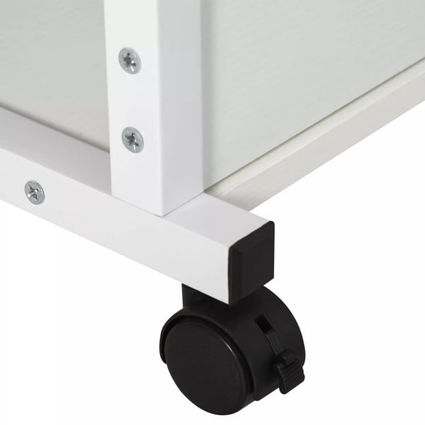 HOMCOM Højdejusterbart Sofabord med Hjul, 2 Hylder, E1 Træfiberplade, Hvid, 80x40x72-82cm