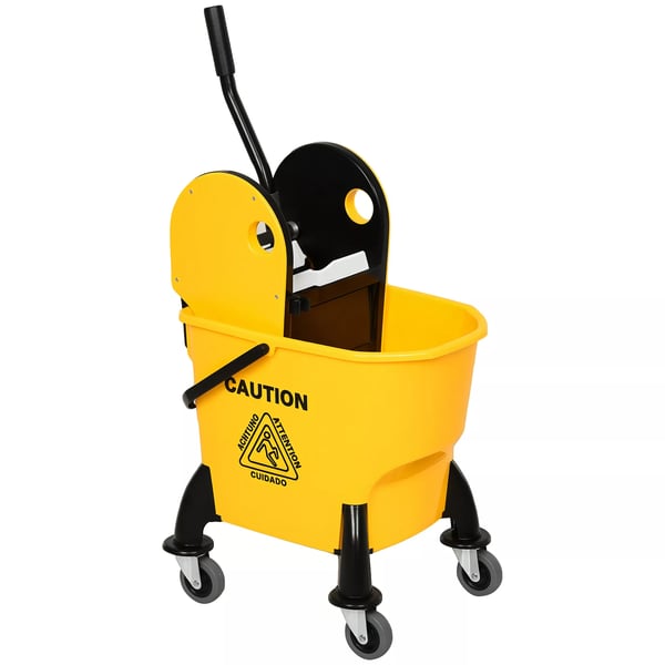 HOMCOM Mopphink med Hjul och Vridare, 26L, Gul, PP-plast/Metall, 44x36x90cm