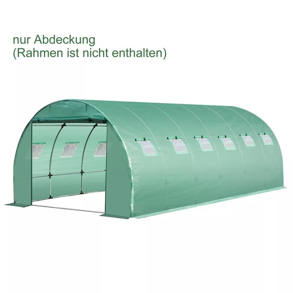 Outsunny polyethylenfolie 6x3x2m, erstatningsfolie med 12 vinduer, til havetunnel, drivhusfolie, havefolie, polyethylen