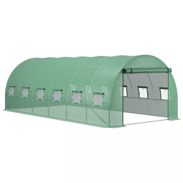 Outsunny polyethylenfolie 6x3x2m, erstatningsfolie med 12 vinduer, til havetunnel, drivhusfolie, havefolie, polyethylen