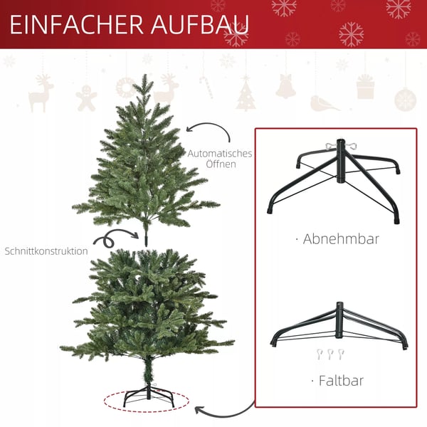 HOMCOM Kunstigt Juletræ 150 cm - Grønt, PVC/PE/Metal - Ø105 x 150 cm
