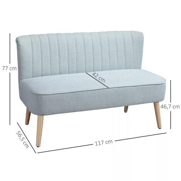 HOMCOM 2-sits soffa i tyg, ljusgrön, 117x56.5x77 cm