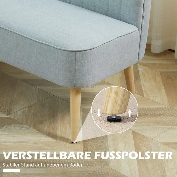 HOMCOM 2-sits soffa i tyg, ljusgrön, 117x56.5x77 cm