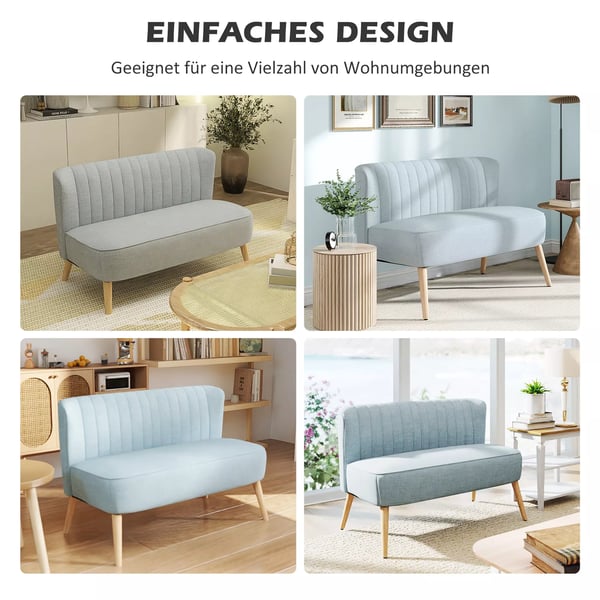 HOMCOM 2-sits soffa i tyg, ljusgrön, 117x56.5x77 cm
