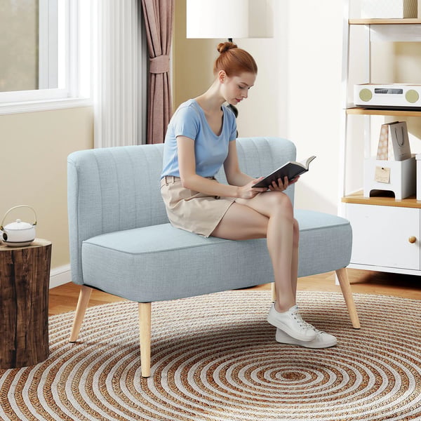 HOMCOM 2-sits soffa i tyg, ljusgrön, 117x56.5x77 cm