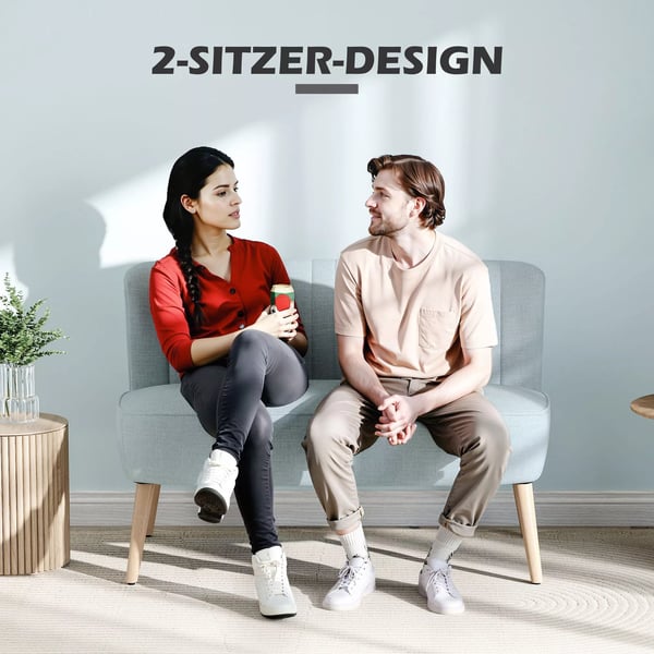 HOMCOM 2-sits soffa i tyg, ljusgrön, 117x56.5x77 cm