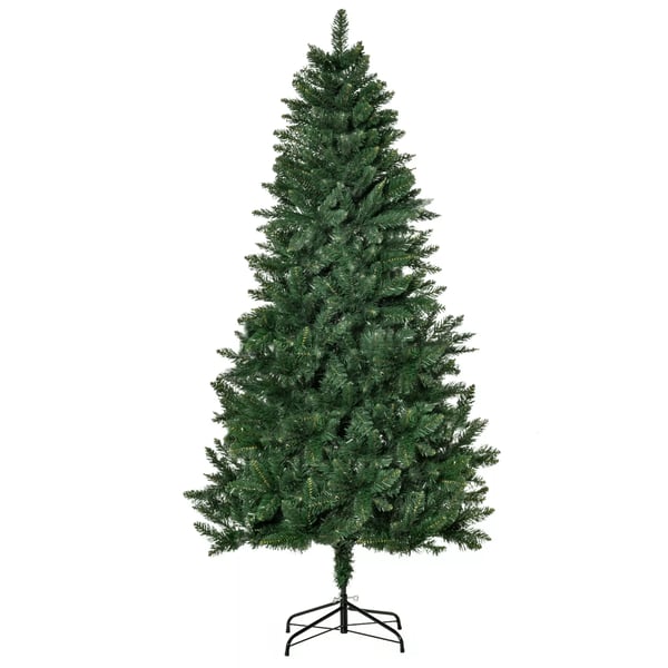 HOMCOM Kunstigt Juletræ 180 cm med 724 Grene og Metalfod - Grøn Kunststof