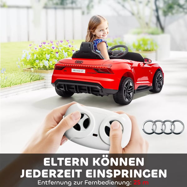 Børne Elektrisk Bil til 3-5 årige, Kinderbil med Fjernbetjening, Sikkerhedssele, Horn, Musik & Forlygter, op til 5 km/t, Rød