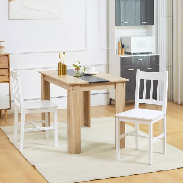 HOMCOM Spisestuestol sæt med 2 - Stilfulde køkkenstole i hvid, fyrretræ, 41x46,5x85,5 cm, perfekt til spisestuen