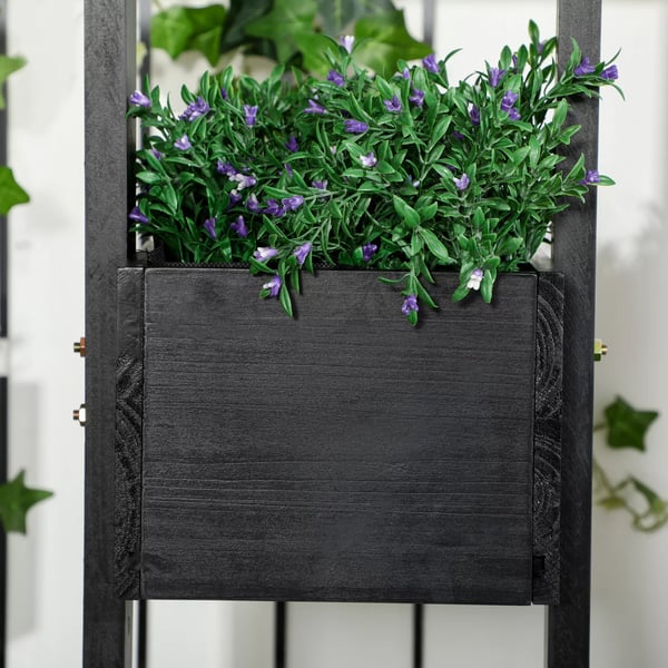 Outsunny Hjbed med espalier, firkantet plantekasse i massivt tr, sort, 90x45x170 cm