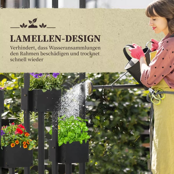 Outsunny Hjbed med espalier, firkantet plantekasse i massivt tr, sort, 90x45x170 cm