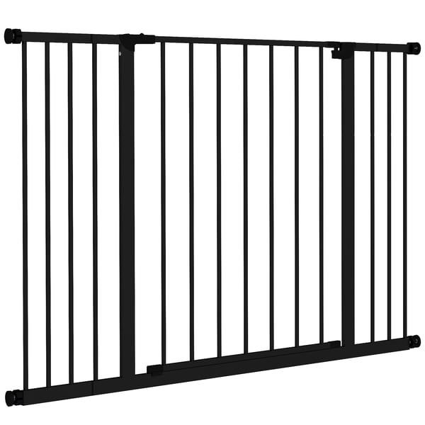 Dørsikringsgitter / Gelændersikringsgitter uden Boring Hundegitter Husdyrgitter Klemmefastgørelse Stål Sort 76-107x76cm