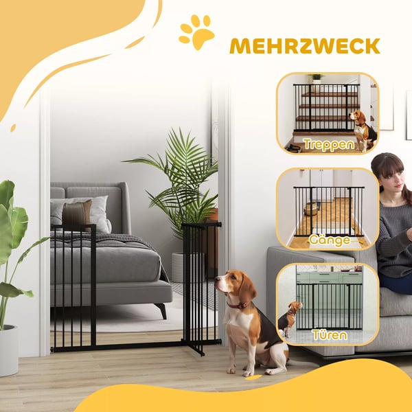 Dørsikringsgitter / Gelændersikringsgitter uden Boring Hundegitter Husdyrgitter Klemmefastgørelse Stål Sort 76-107x76cm