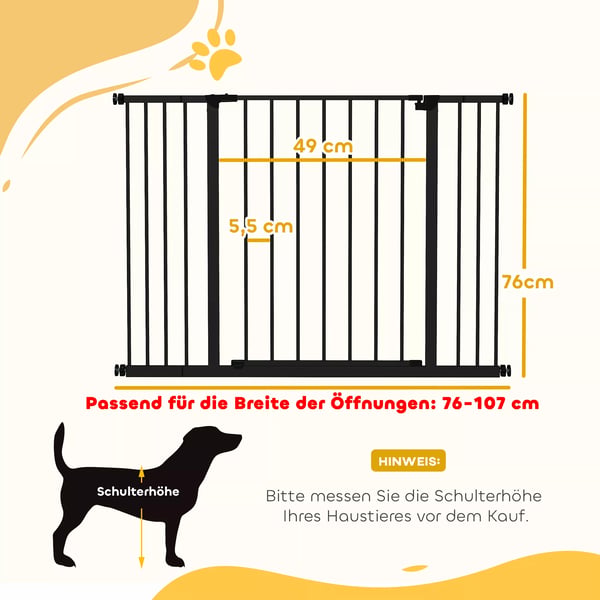 Dørsikringsgitter / Gelændersikringsgitter uden Boring Hundegitter Husdyrgitter Klemmefastgørelse Stål Sort 76-107x76cm