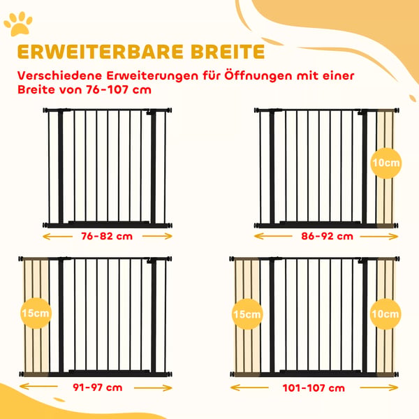 Dørsikringsgitter / Gelændersikringsgitter uden Boring Hundegitter Husdyrgitter Klemmefastgørelse Stål Sort 76-107x76cm