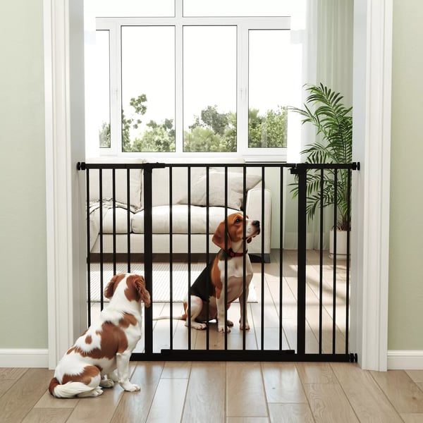 Dørsikringsgitter / Gelændersikringsgitter uden Boring Hundegitter Husdyrgitter Klemmefastgørelse Stål Sort 76-107x76cm
