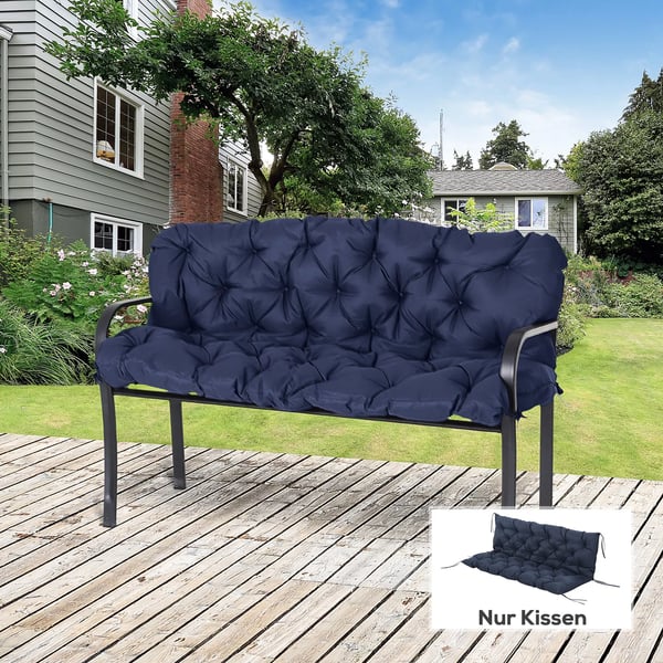 Outsunny 3-sits bänkdyna 150x98x8 cm, mörkblå, polyester