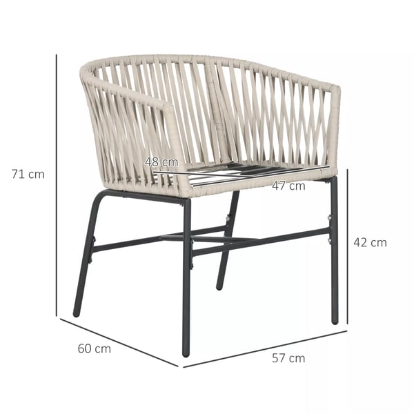 Outsunny Terrassestol Sæt, 2 stk., Beige Polyester, Boho Stil, Stålramme