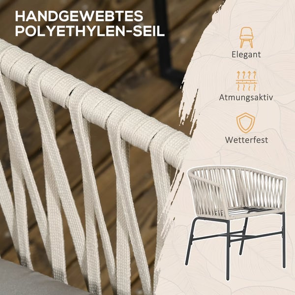 Outsunny Terrassestol Sæt, 2 stk., Beige Polyester, Boho Stil, Stålramme