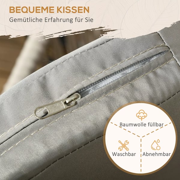 Outsunny Terrassestol Sæt, 2 stk., Beige Polyester, Boho Stil, Stålramme