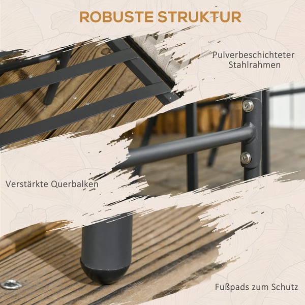 Outsunny Terrassestol Sæt, 2 stk., Beige Polyester, Boho Stil, Stålramme