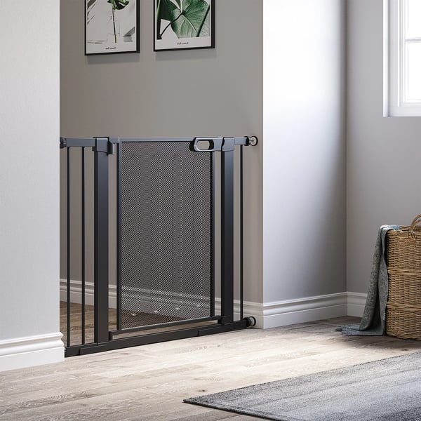 PawHut Sikekerhedsgitter til dre og trapper - 75-103 cm, Sort Stl