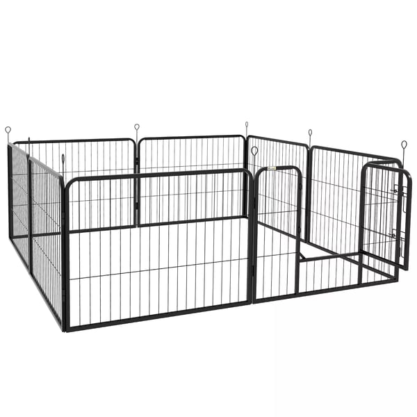 PawHut pentuaitaus, 8 paneelia, koirien aitaus, pentuaitaus ovella, 60 x 80 cm
