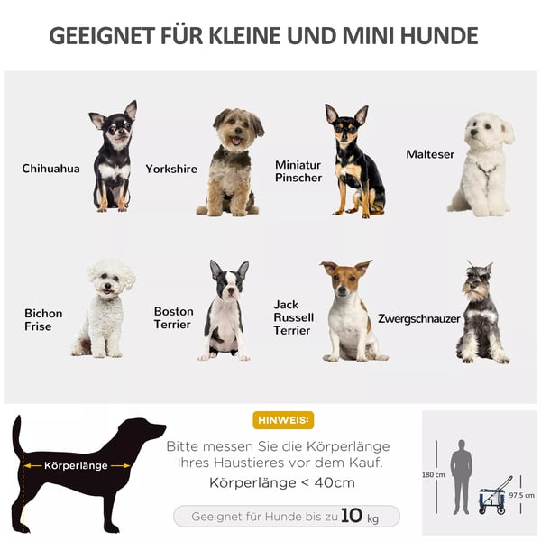PawHut 2in1 Lemmikkivaunut & Laukku, Kokoontaittuva, Sininen Oxford, Pienille Koirille & Kissoille, 15kg