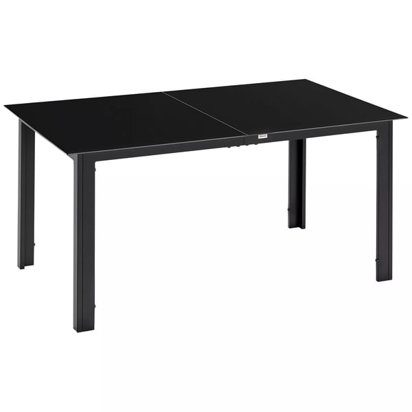 Outsunny Havebord i sort glas og aluminium, 150x90x74 cm