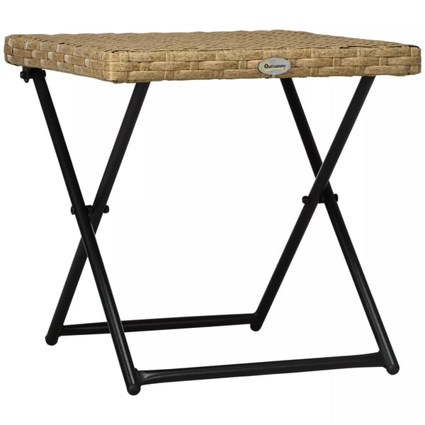 Outsunny Klapbord i Natur Polyrattan og Stål - 40x40x40cm