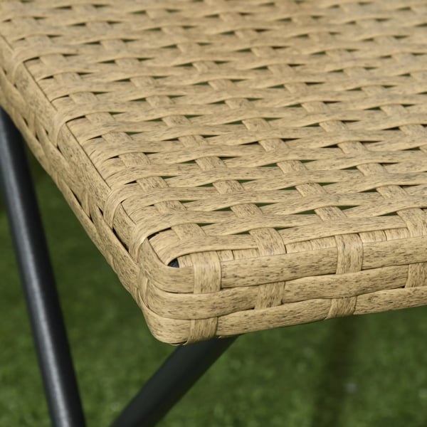 Outsunny Klapbord i Natur Polyrattan og Stål - 40x40x40cm