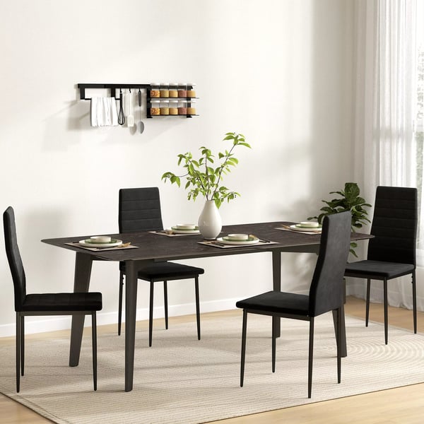 HOMCOM 4 stk. spisestole, stofpolstret, metalben, sort