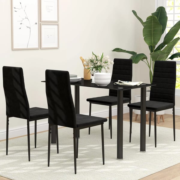 HOMCOM 4 stk. spisestole, stofpolstret, metalben, sort