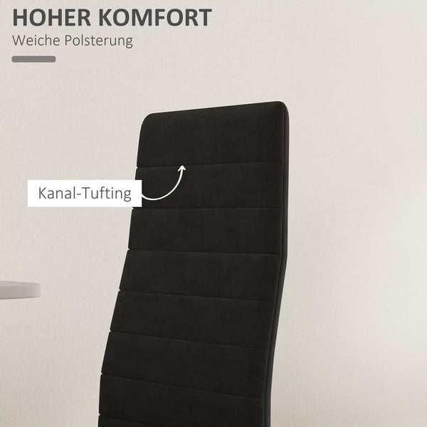 HOMCOM 4 stk. spisestole, stofpolstret, metalben, sort