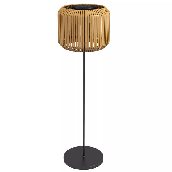Outsunny Solcellelampe Gul Rattan, Vandtæt LED Have/Sti Lys med Lyssensor, Elegant Stål Solcellelampe til Have, Græsplæne, Gårdhave, Terrasse Ø34x130c
