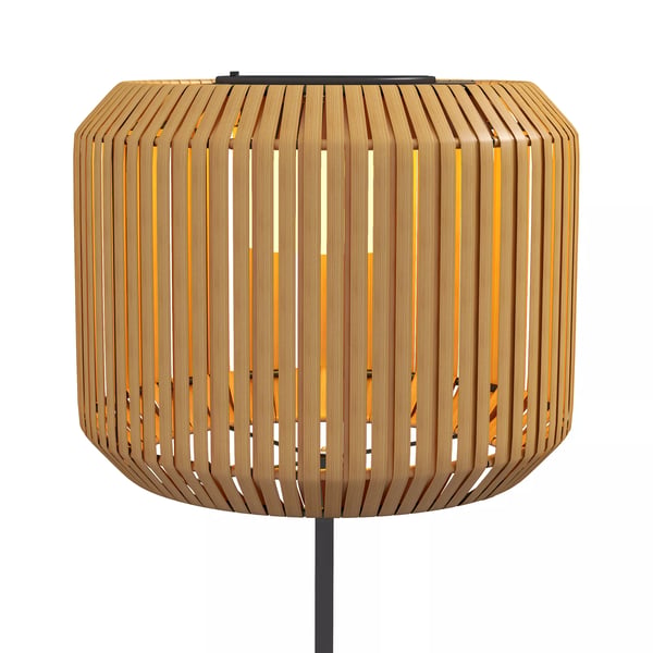 Outsunny Solcellelampe Gul Rattan, Vandtæt LED Have/Sti Lys med Lyssensor, Elegant Stål Solcellelampe til Have, Græsplæne, Gårdhave, Terrasse Ø34x130c