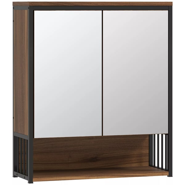 HOMCOM V`gskab med Spejl, Badev`relsesskab, Brun MDF og Sp`nplade, 56x20x65 cm