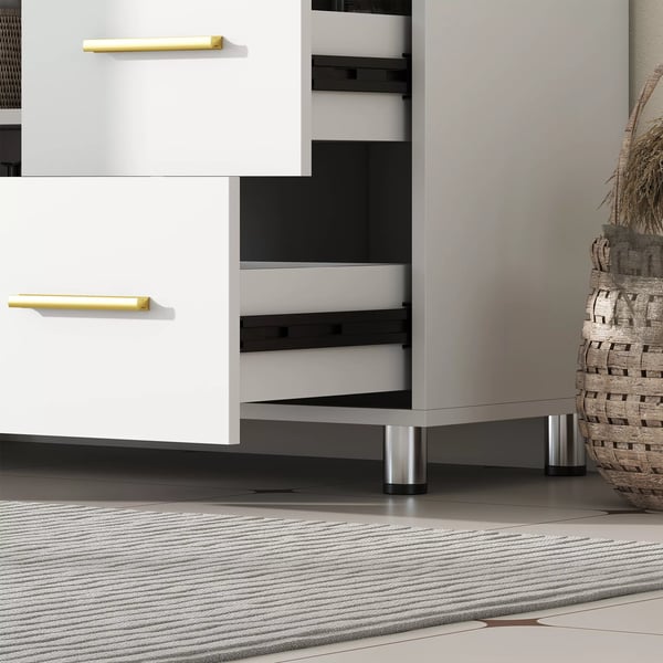 HOMCOM Badevarelsesskab - Hvid MDF/spanplade underskab med 3 skuffer og soft-close