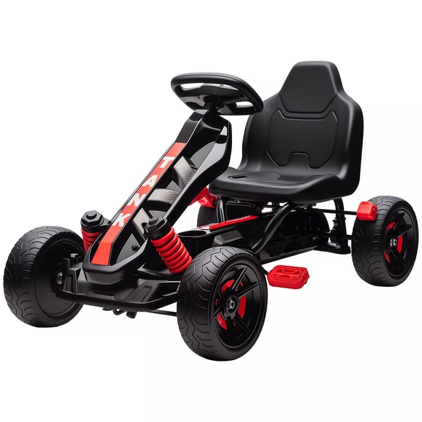 AIYAPLAY Gokart til brn med pedaler, rd, med bremse, skridsikre hjul og metalkofanger